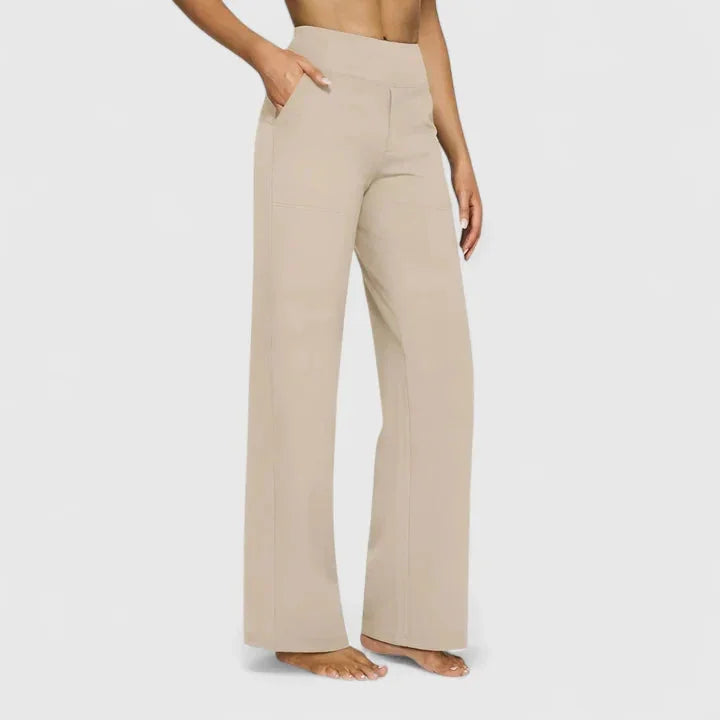 Pauline Wide-Leg Pull-On Pants in Cream