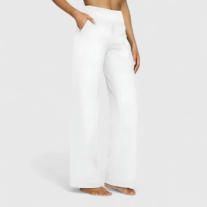 Pauline Wide-Leg Pull-On Pants in White