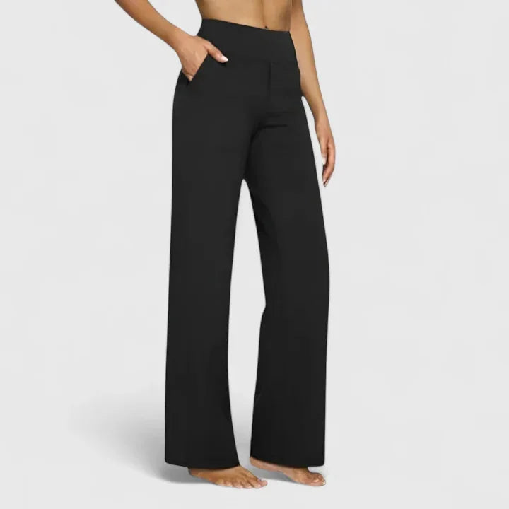 Pauline Wide-Leg Pull-On Pants in Black