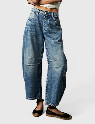 Phoebe Barrel Leg Jeans in Dark Blue