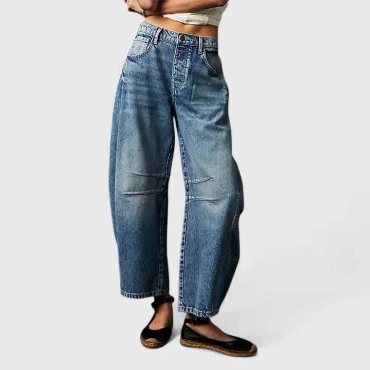 Phoebe Barrel Leg Jeans in Dark Blue