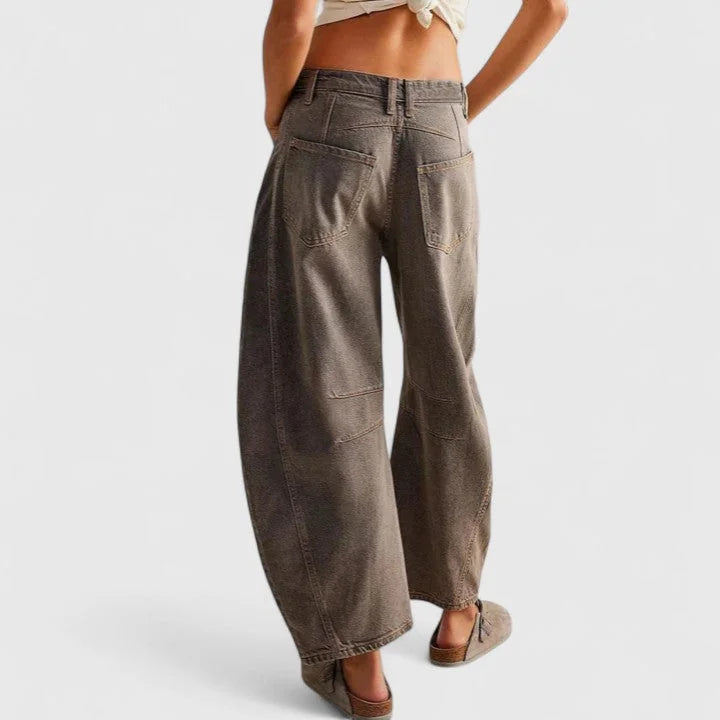 Phoebe Barrel Leg Jeans in Dark Grey