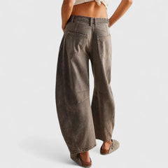 Phoebe Barrel Leg Jeans in Dark Grey