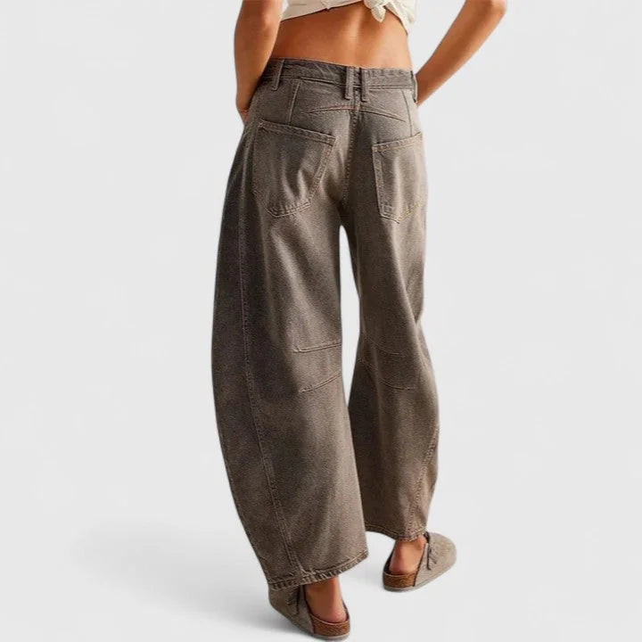 Phoebe Barrel Leg Jeans in Dark Grey