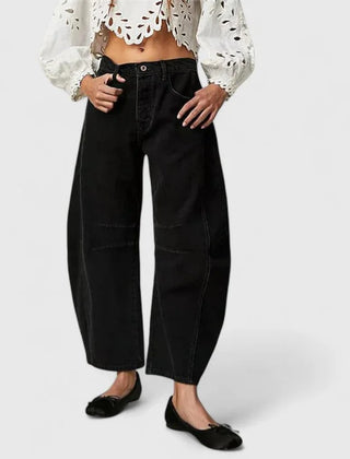 Phoebe Barrel Leg Jeans in Black
