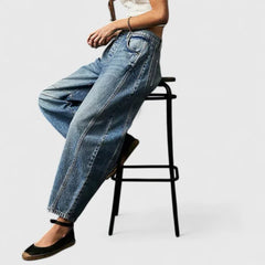 Phoebe Barrel Leg Jeans in Dark Blue