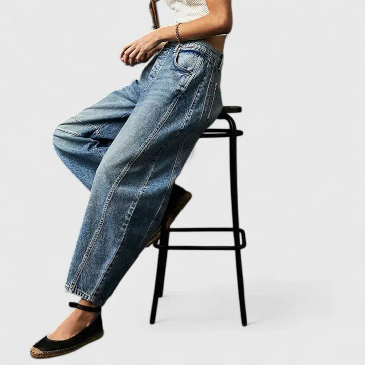 Phoebe Barrel Leg Jeans in Dark Blue