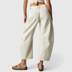 Phoebe Barrel Leg Jeans in Cream