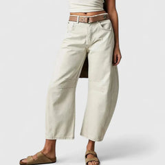 Phoebe Barrel Leg Jeans in Cream