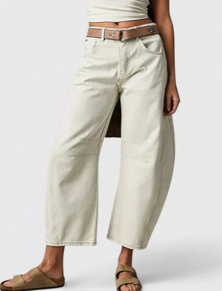 Phoebe Barrel Leg Jeans in Cream