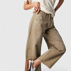 Phoebe Barrel Leg Jeans in Beige