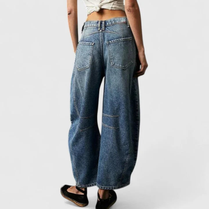 Phoebe Barrel Leg Jeans in Dark Blue