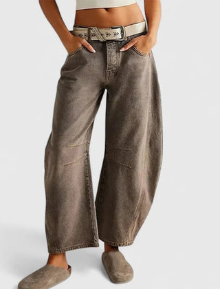Phoebe Barrel Leg Jeans in Dark Grey
