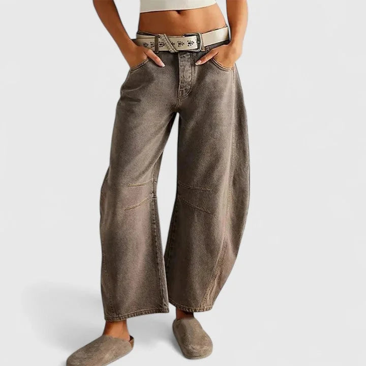 Phoebe Barrel Leg Jeans in Dark Grey