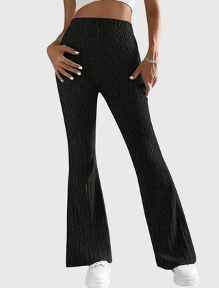 Phyllis Ribbed Flared Pants in Black