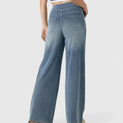 Polly Pull-On Wide-Leg Jeans in Light Blue