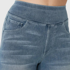 Polly Pull-On Wide-Leg Jeans in Light Blue