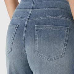 Polly Pull-On Wide-Leg Jeans in Light Blue