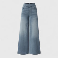 Polly Pull-On Wide-Leg Jeans in Light Blue