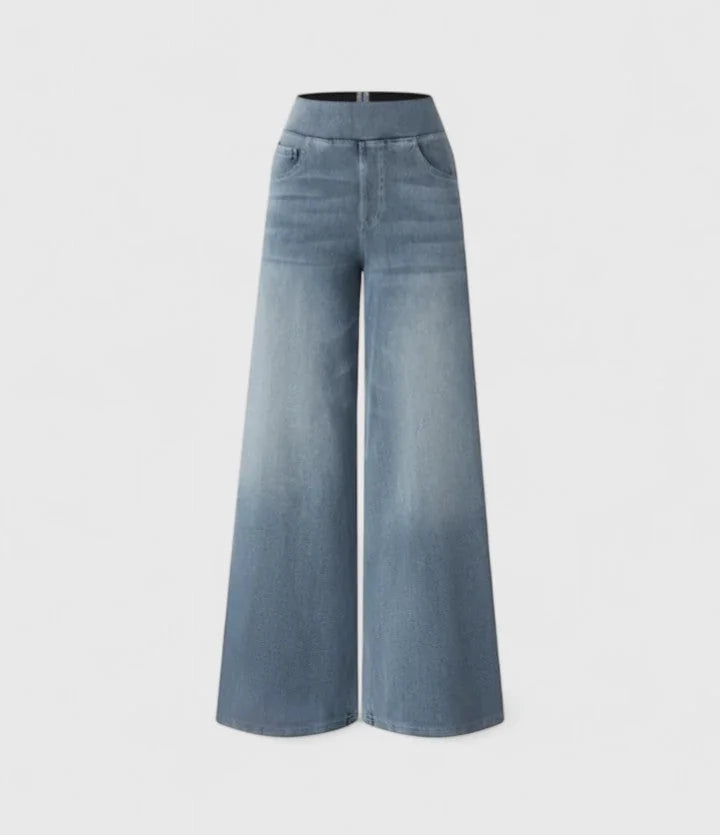 Polly Pull-On Wide-Leg Jeans in Light Blue
