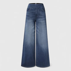Polly Pull-On Wide-Leg Jeans in Dark Blue