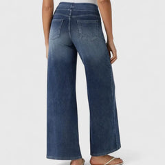 Polly Pull-On Wide-Leg Jeans in Dark Blue