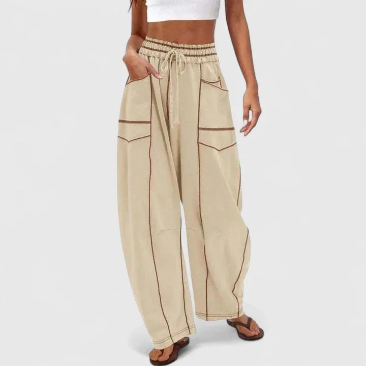 Priscilla Seamed Barrel Leg Pants in Cream