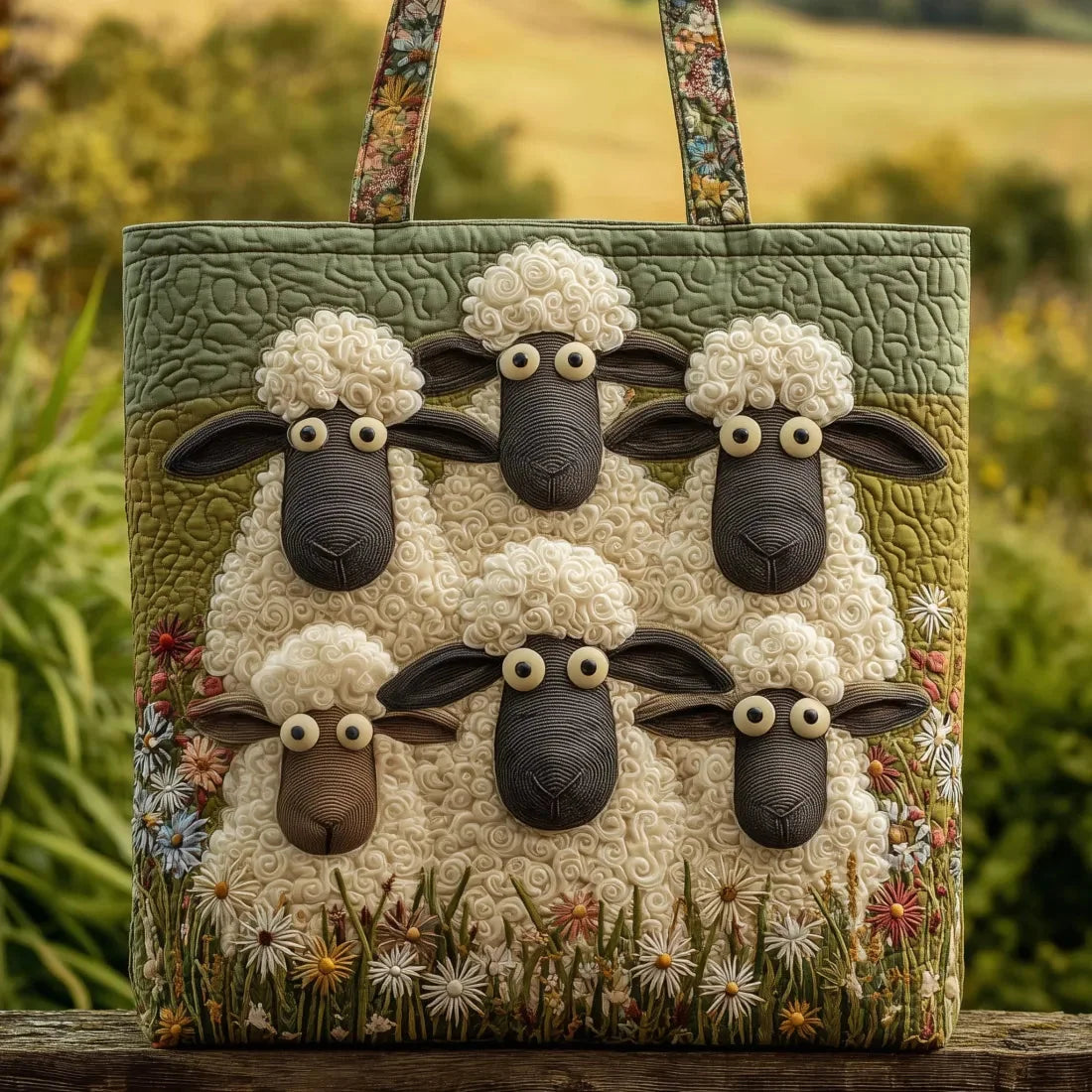Rachel Sheep Meadow Tote Bag in Green