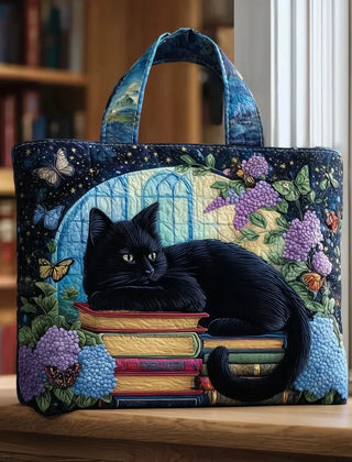 Raquel Black Cat Library Tote Bag in Navy