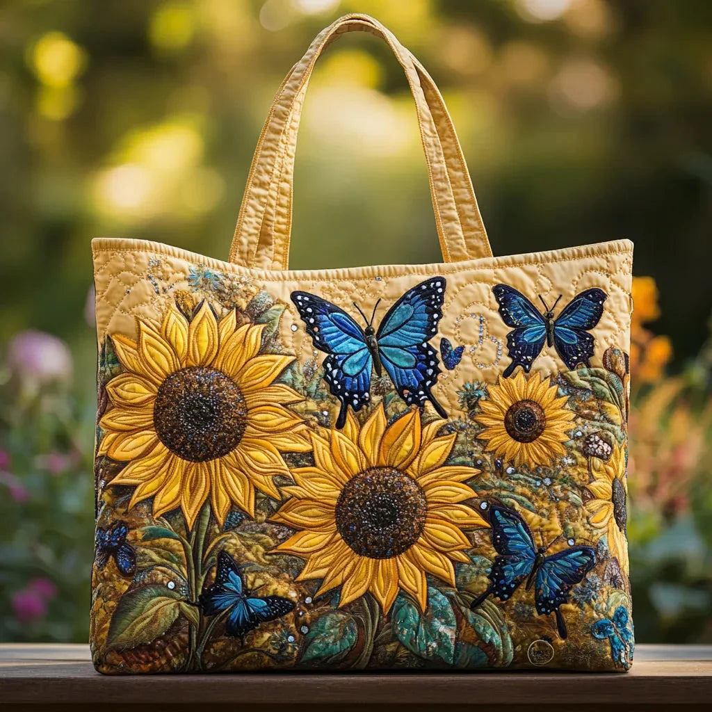 Renee Sunflower and Butterfly Tote Bag in Yellow