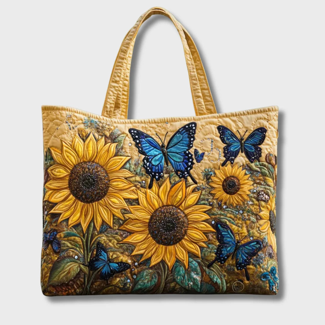 Renee Sunflower and Butterfly Tote Bag in Yellow