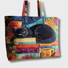 Rhoda Cozy Cat and Books Tote Bag in Multicolour