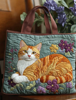 Rosa Resting Tabby Cat Tote Bag in Teal