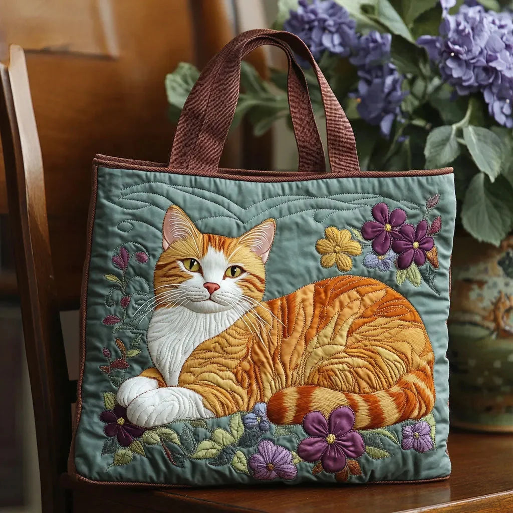 Rosa Resting Tabby Cat Tote Bag in Teal