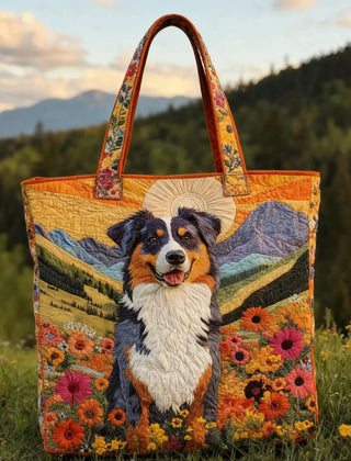 Rose Mountain Meadow Dog Tote Bag in Orange