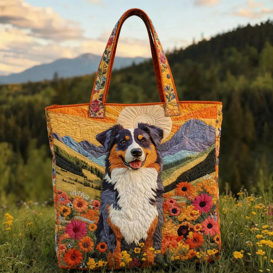 Rose Mountain Meadow Dog Tote Bag in Orange