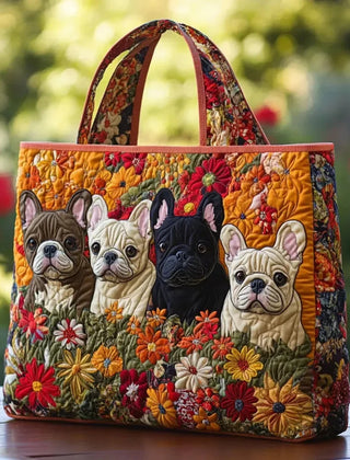 Ruth French Bulldog Garden Tote Bag in Orange