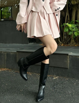 Sabrina Pointed Toe Knee-High Boots in Black