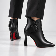 Samantha Statement Buckle Ankle Boots in Black