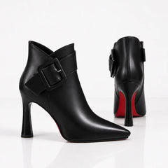 Samantha Statement Buckle Ankle Boots in Black