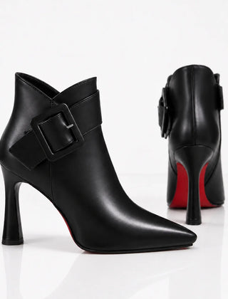 Samantha Statement Buckle Ankle Boots in Black