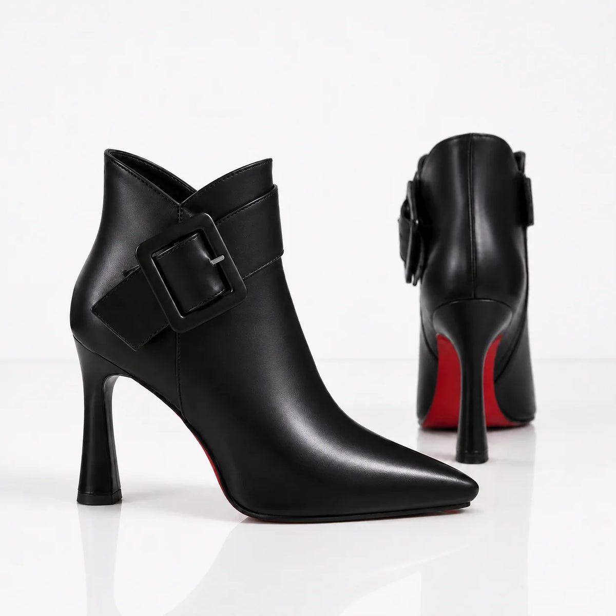 Samantha Statement Buckle Ankle Boots in Black