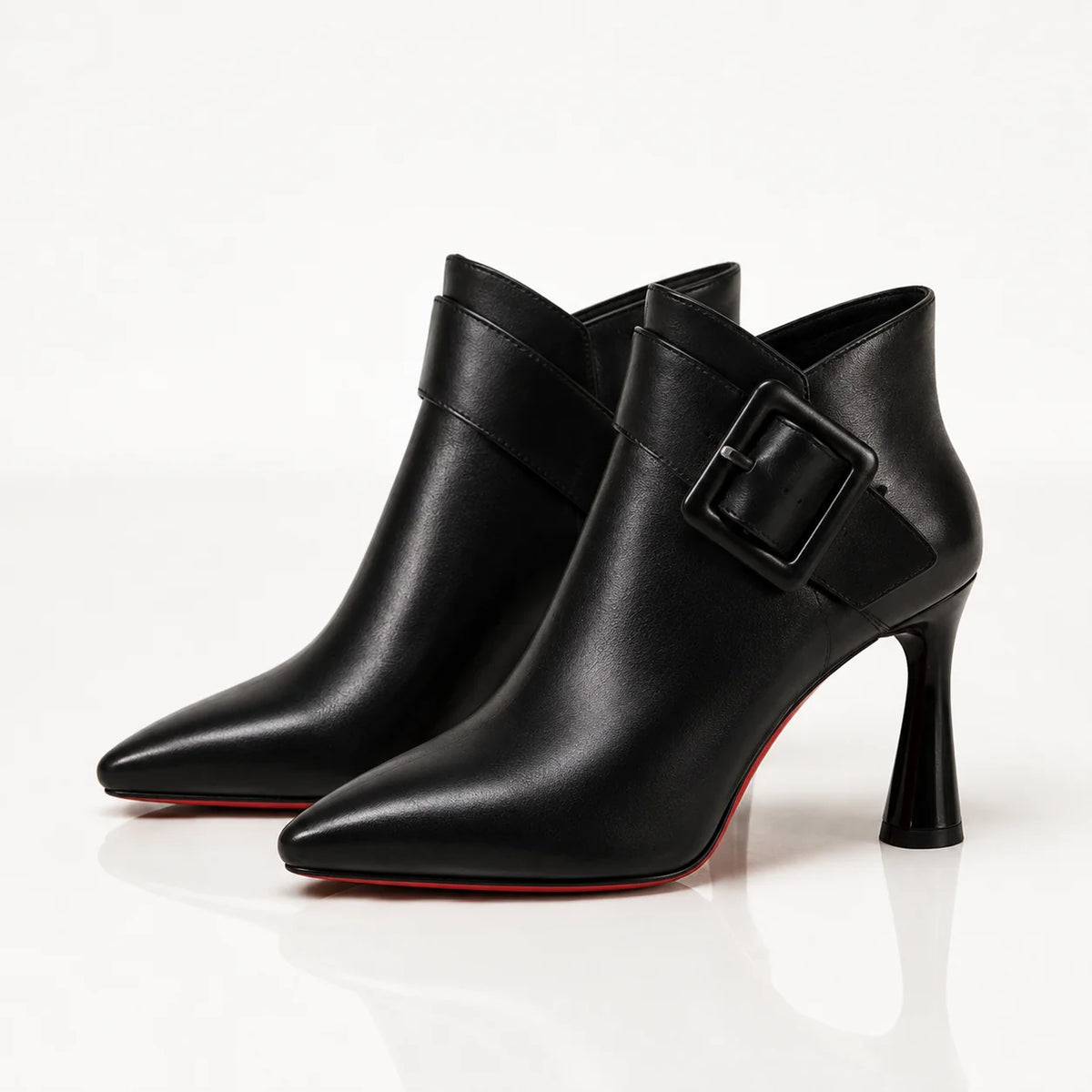 Samantha Statement Buckle Ankle Boots in Black
