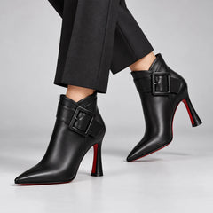 Samantha Statement Buckle Ankle Boots in Black