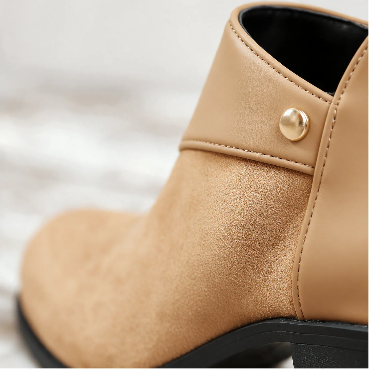 Sarah Wrap Detail Block Heel Ankle Boots in Light Brown