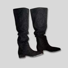 Selma Slouchy Pointed Toe Knee-High Boots in Black