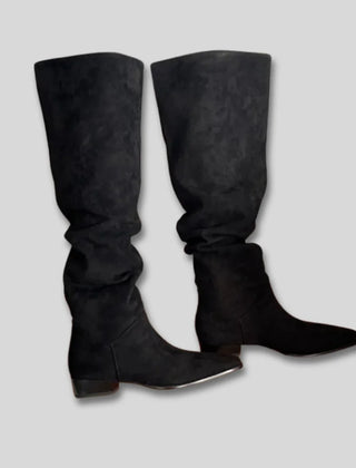 Selma Slouchy Pointed Toe Knee-High Boots in Black
