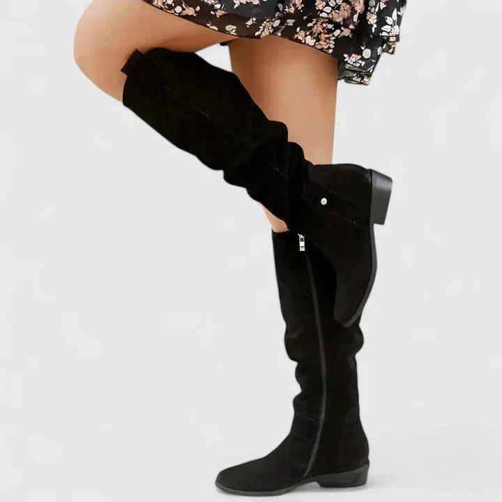 Shannon Relaxed Shaft Knee-High Boots in Black