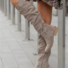 Shannon Relaxed Shaft Knee-High Boots in Taupe