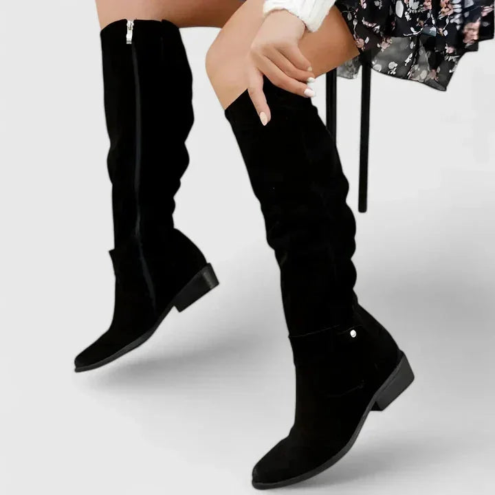 Shannon Relaxed Shaft Knee-High Boots in Black